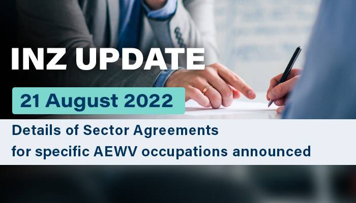 Details of Sector Agreements for specific AEWV occupations announced