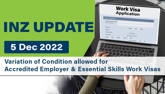 Variation of Condition allowed for Accredited Employer & Essential Skills Work Visas