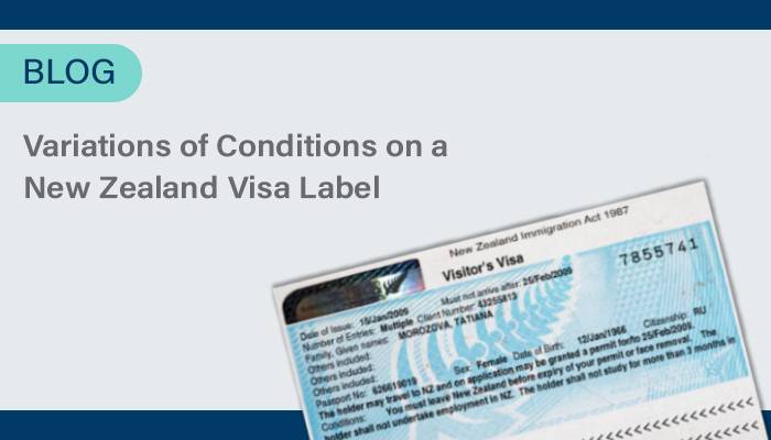Variation of Conditions on A New Zealand Visa Label